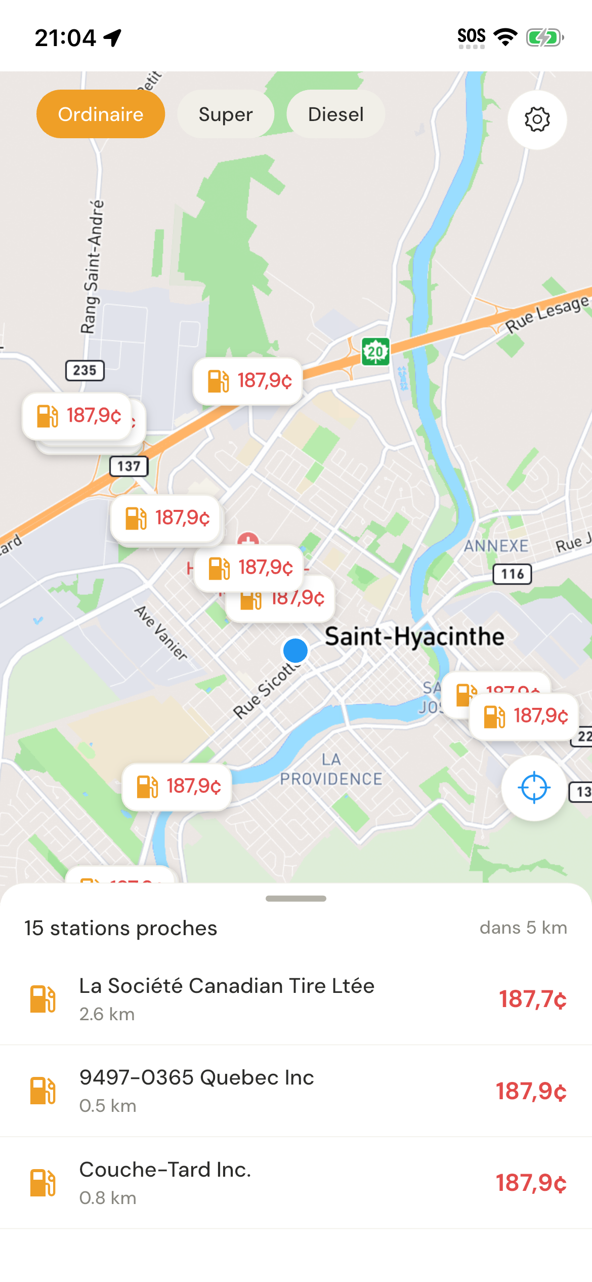 Gazbar — carte interactive des prix essence