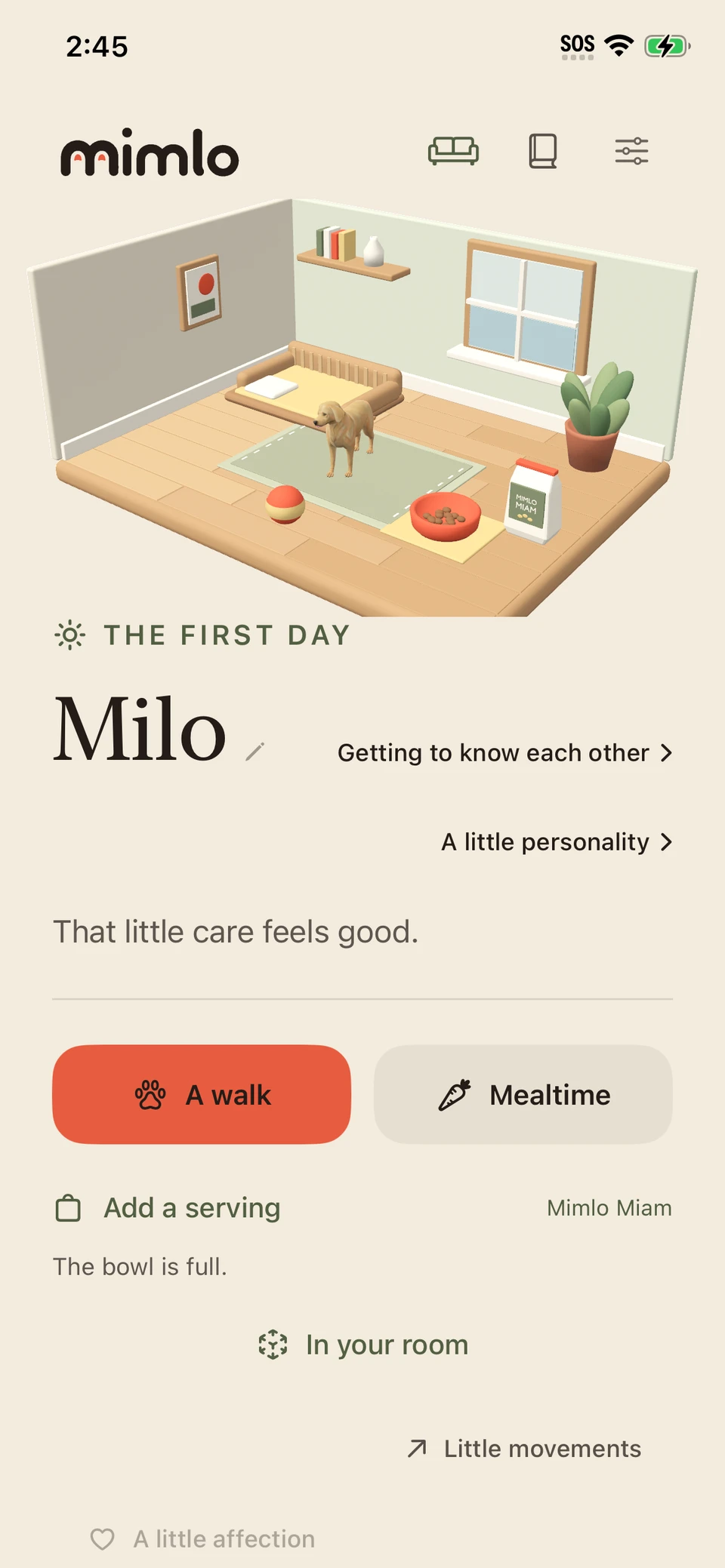 Mimlo preview, screen 1